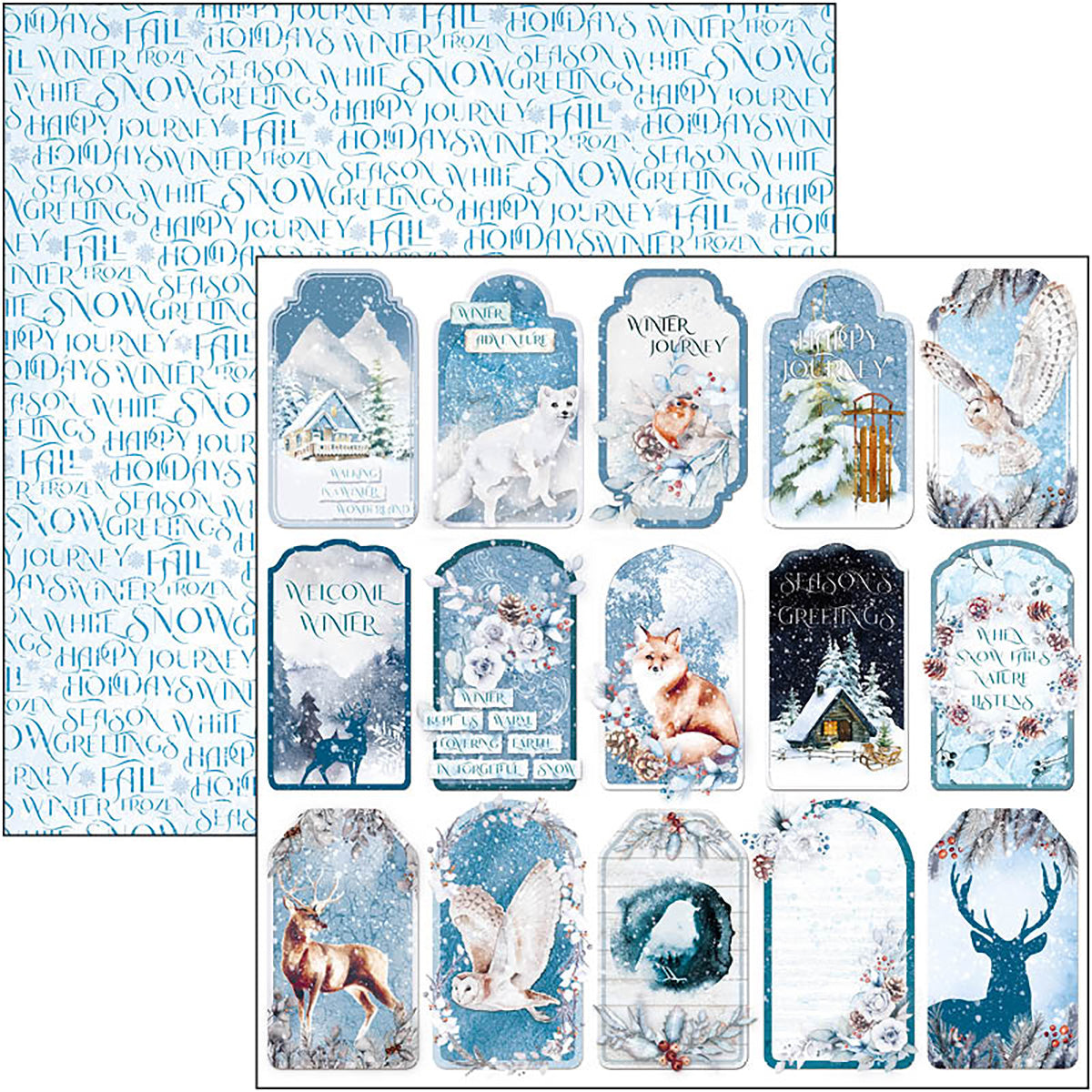 Ciao Bella Winter Journey Patterns Pad 12"x12" 8/Pkg-8