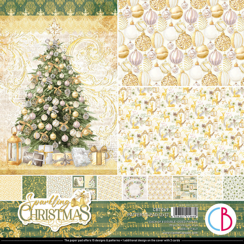 Ciao Bella Sparkling Christmas Patterns Pad 12"x12" 8/Pkg-1