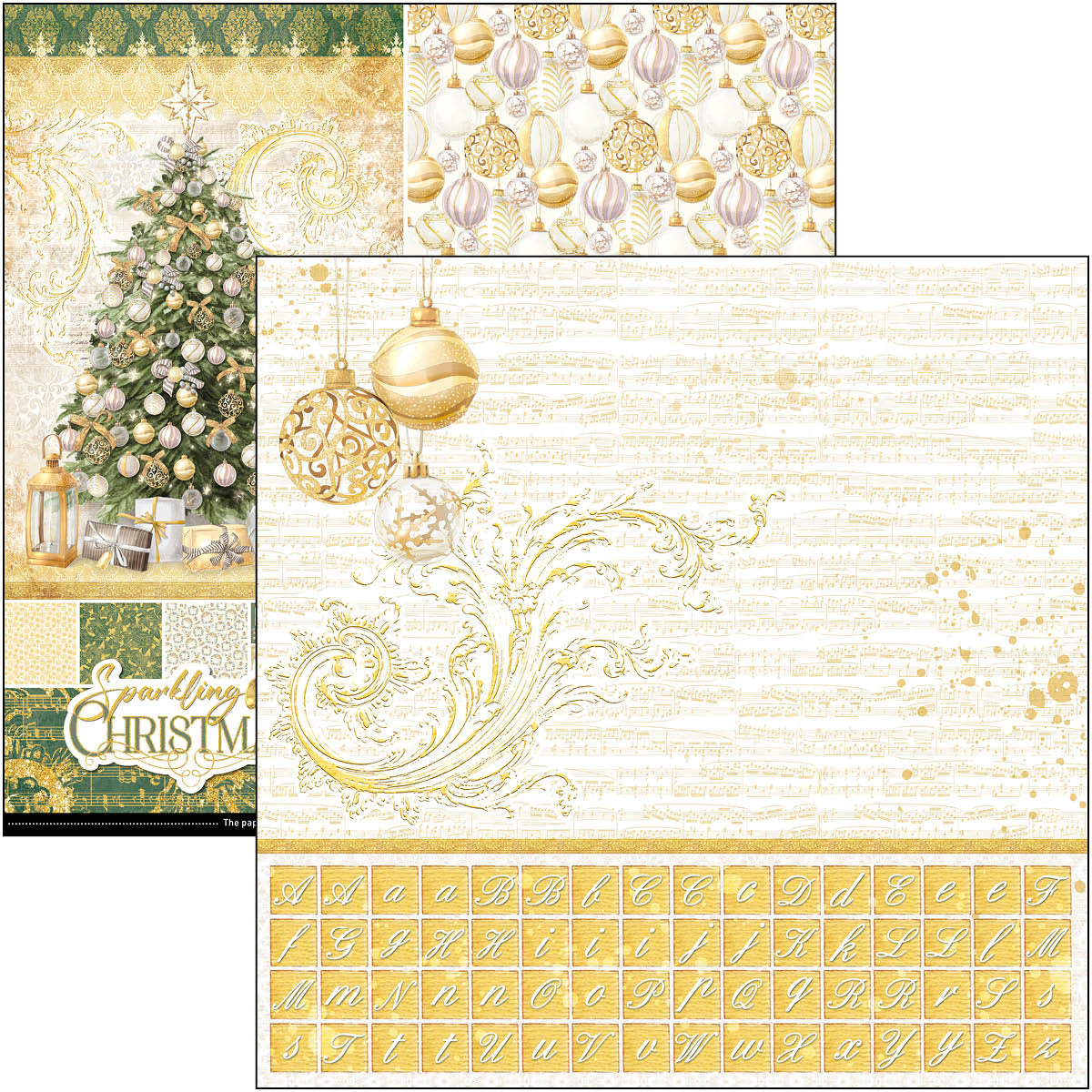 Ciao Bella Sparkling Christmas Patterns Pad 12"x12" 8/Pkg-2