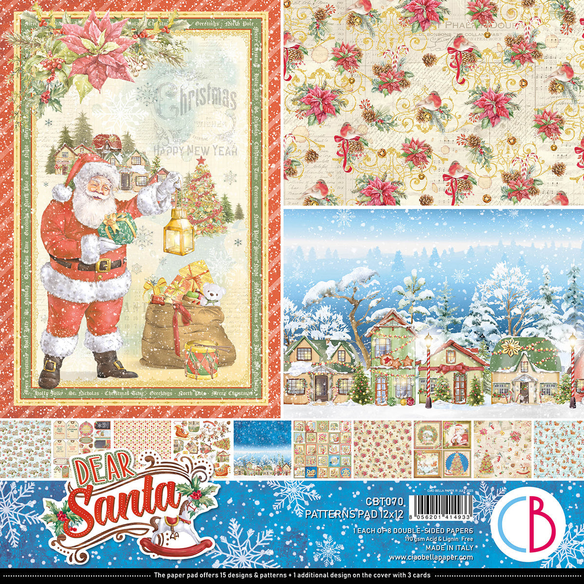 Ciao Bella Dear Santa Patterns Pad 12x12 8/Pkg-8