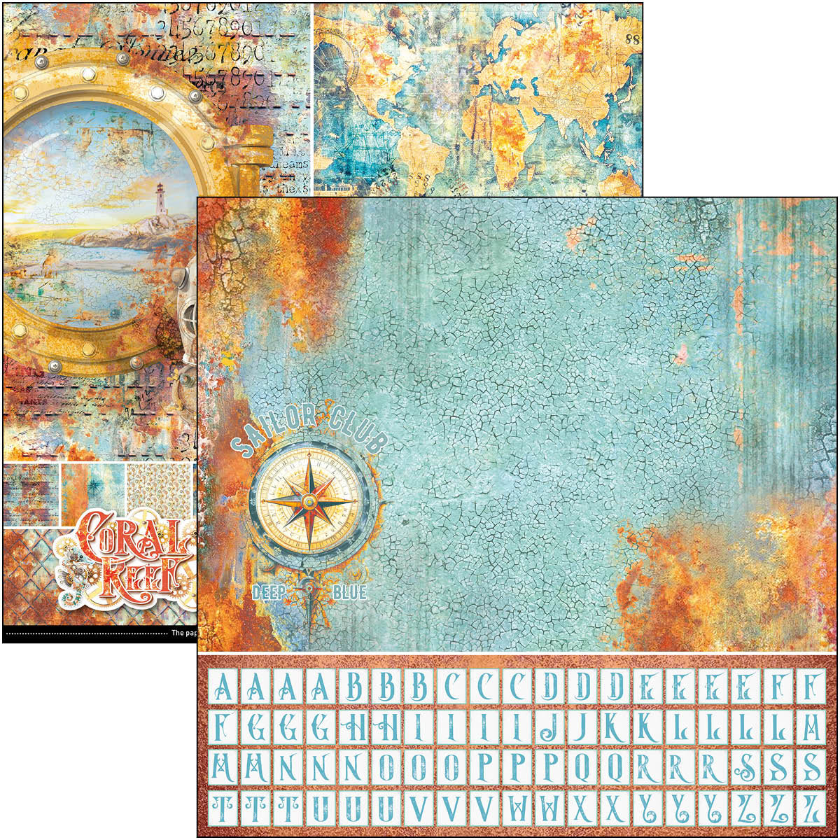 Bloc de patrones de arrecife de coral 12"x12" 8/paq.-2