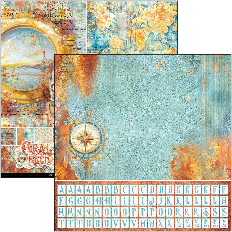 Bloc de patrones de arrecife de coral 12"x12" 8/paq.-2