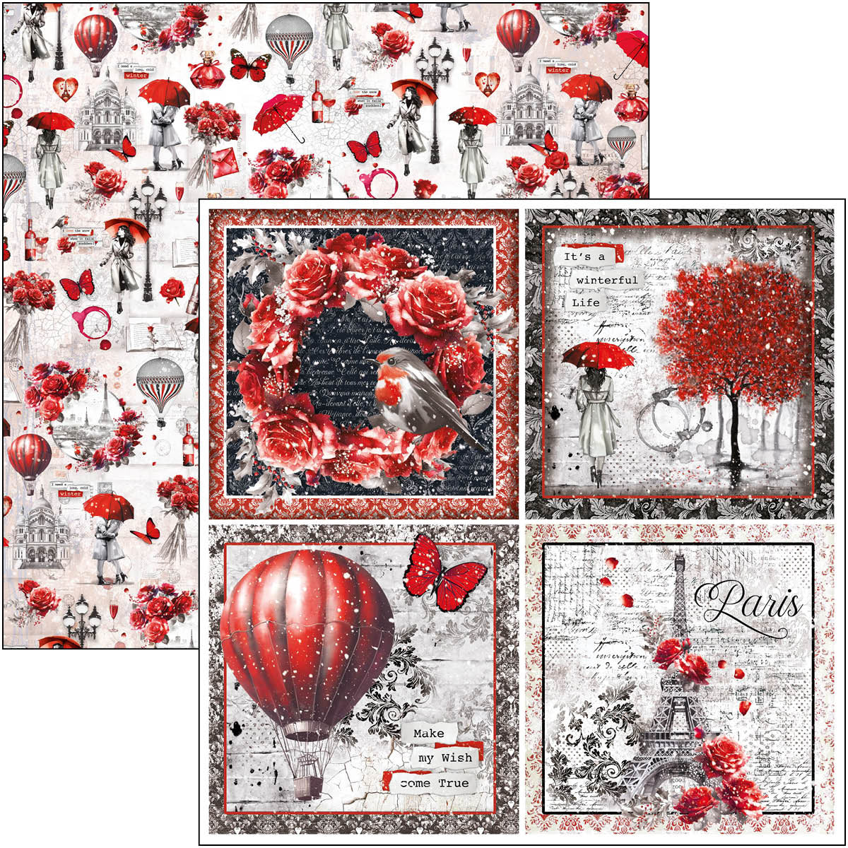 Paris Je t’aime Patterns Pad 12"x12" 8/Pkg-3