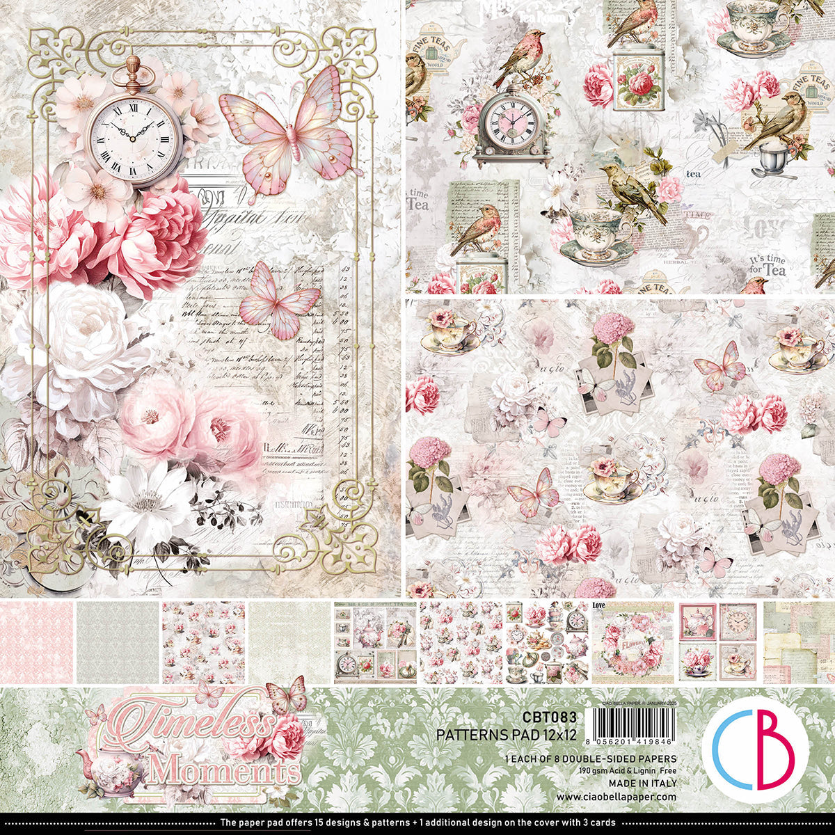 Timeless Moments  Patterns Pad 12"x12" 8/Pkg-1