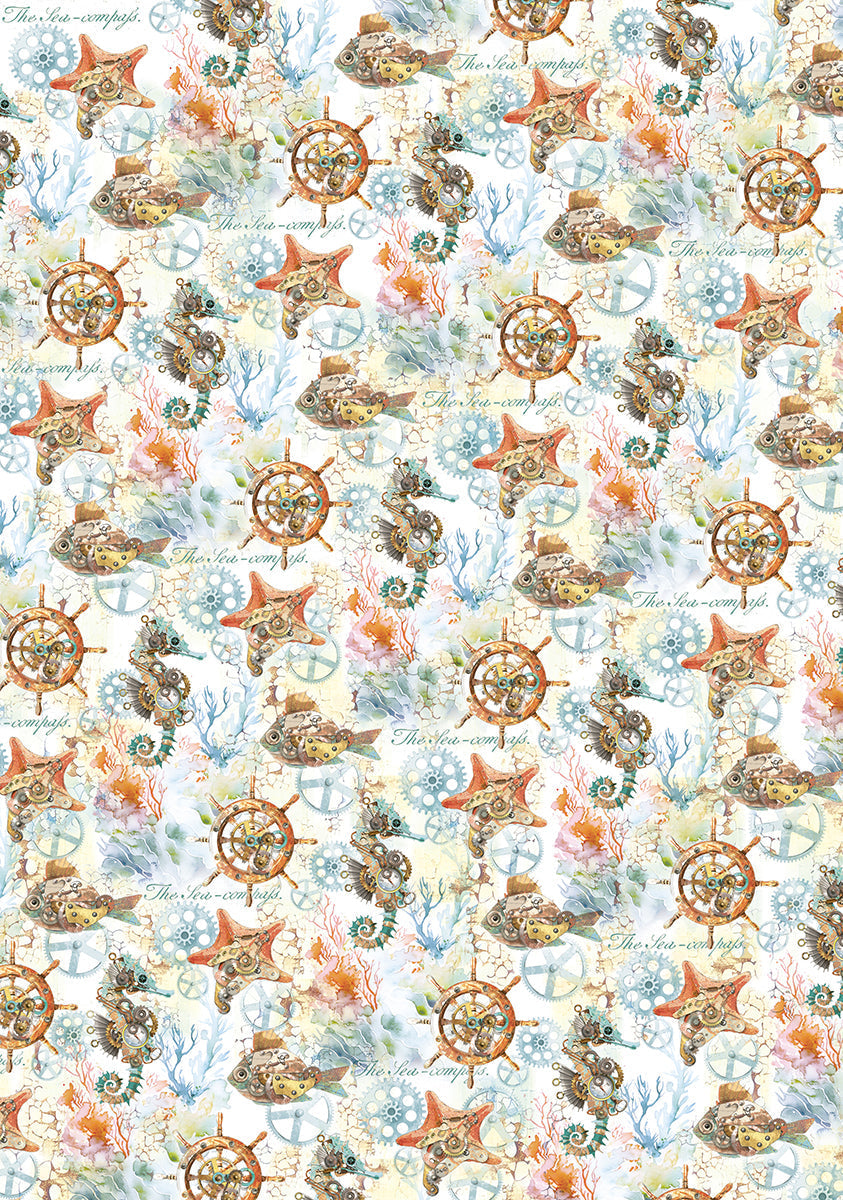Vellum Coral Reef Paper Patterns A4 6/Pkg-3