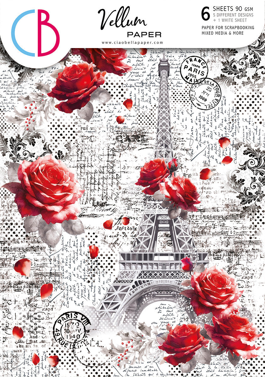 Vellum Paris Je t’aime Paper Patterns A4 6/Pkg-1