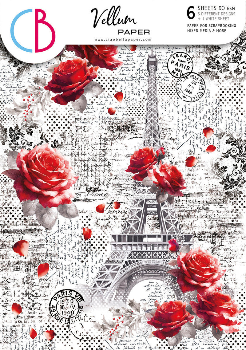 Vellum Paris Je t’aime Paper Patterns A4 6/Pkg-1