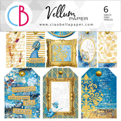 Ciao Bella Vellum Indigo Fussy Cut 6"x6" 6/Pkg-1