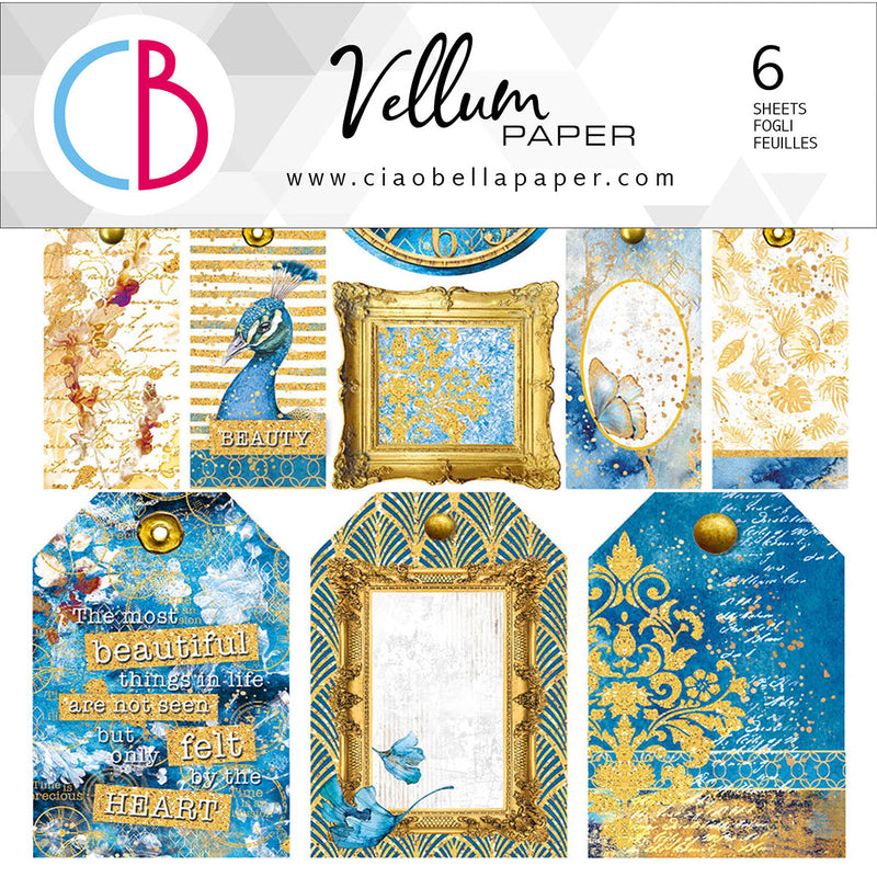 Ciao Bella Vellum Indigo Fussy Cut 6"x6" 6/Pkg-1