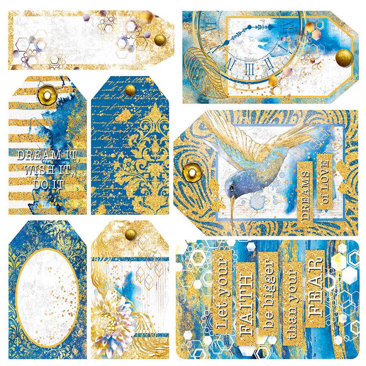 Ciao Bella Vellum Indigo Fussy Cut 6"x6" 6/Pkg-3