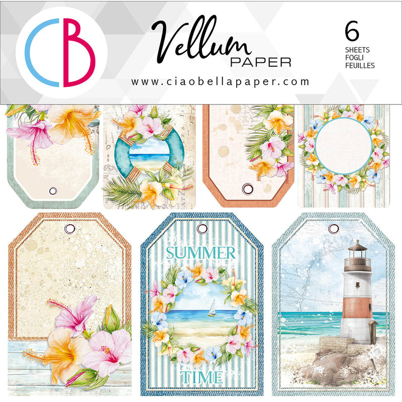 Ciao Bella Vellum Summer Breeze Fussy Cut 6"x6" 6/Pkg-1