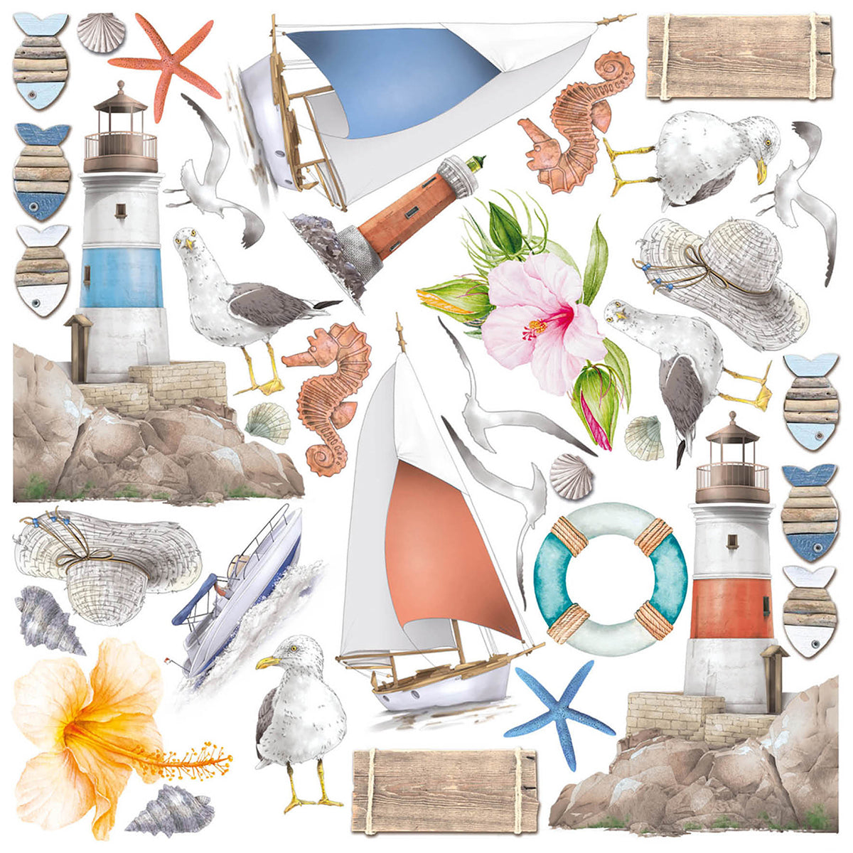 Ciao Bella Vellum Summer Breeze Fussy Cut 6"x6" 6/Pkg-2