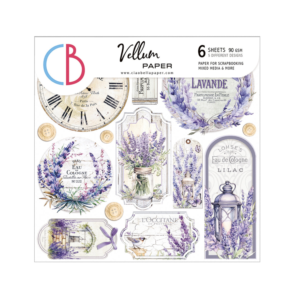 Vellum Morning In Provence Fussy Cut 6"x6" 6/Pkg-1