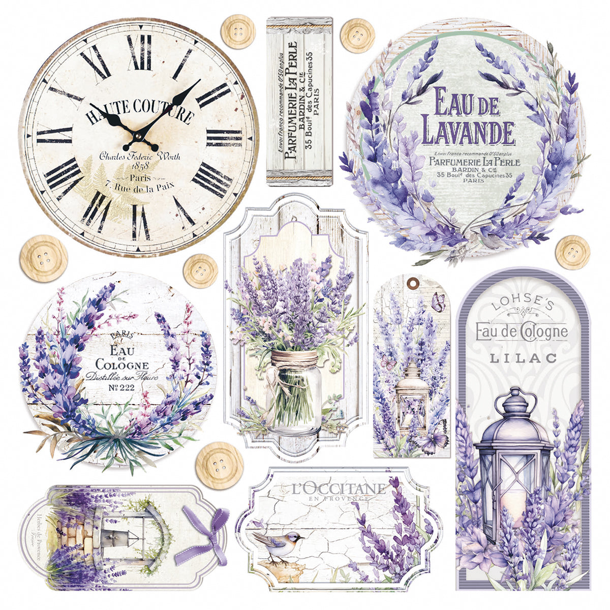 Vellum Morning In Provence Fussy Cut 6"x6" 6/Pkg-2