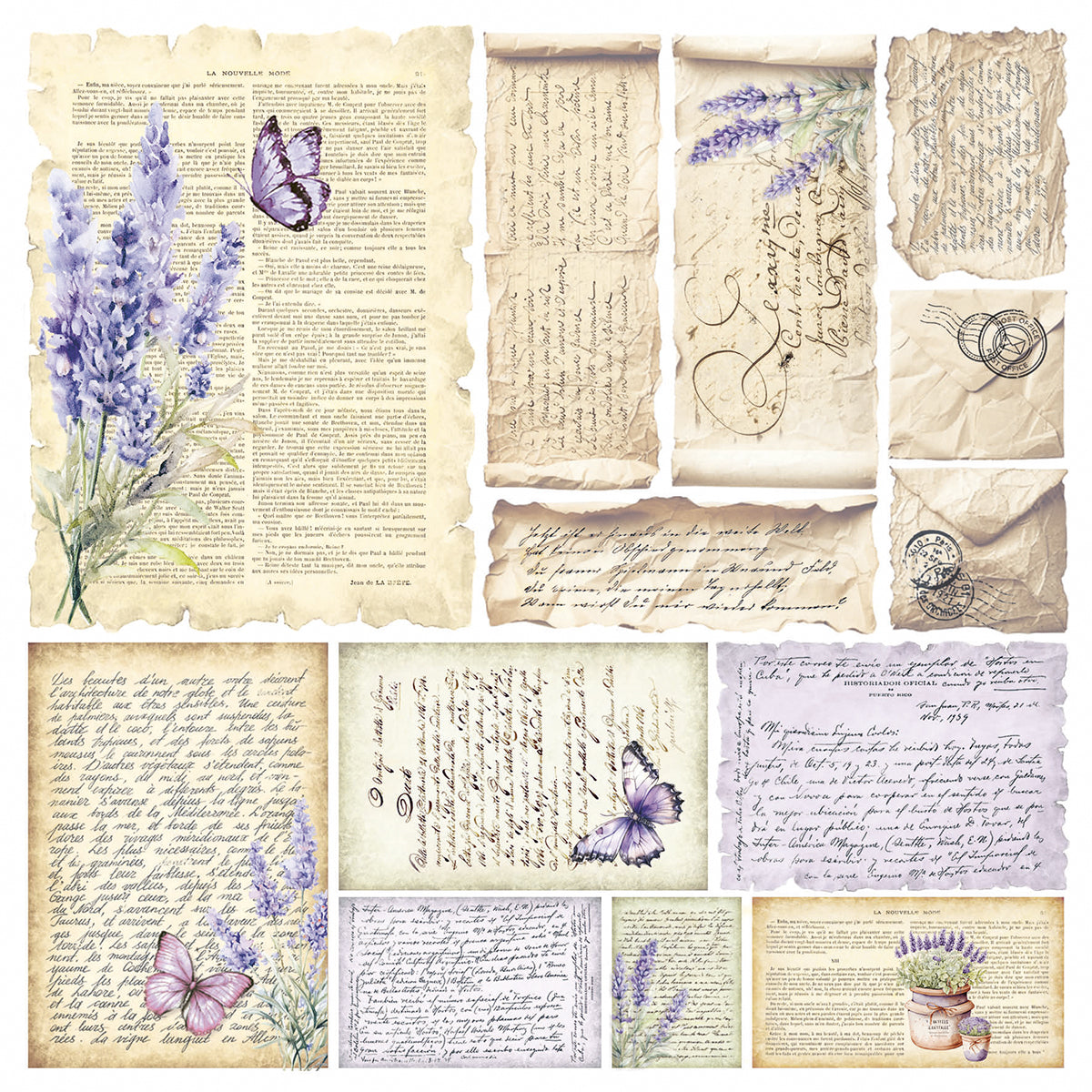 Vellum Morning In Provence Fussy Cut 6"x6" 6/Pkg-3