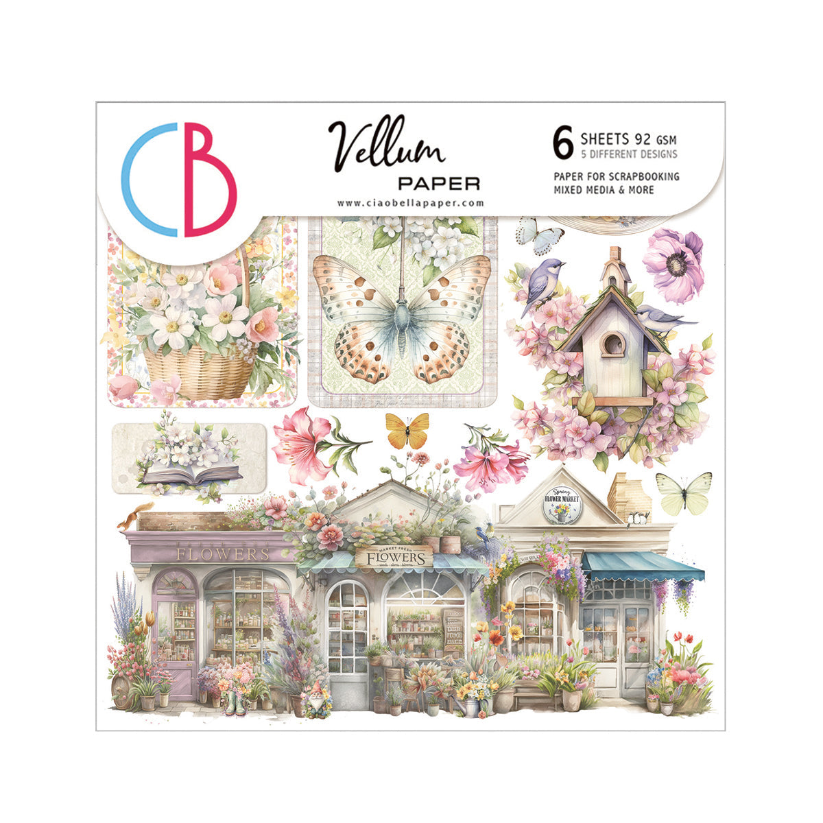 Vellum Flower Shop Fussy Cut 6"x6" 6/Pkg-1