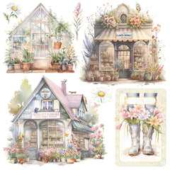 Vellum Flower Shop Fussy Cut 6"x6" 6/Pkg-4