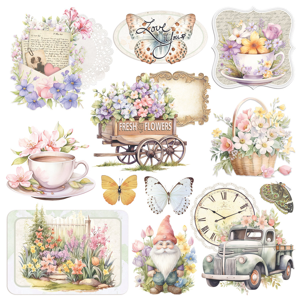 Vellum Flower Shop Fussy Cut 6"x6" 6/Pkg-6