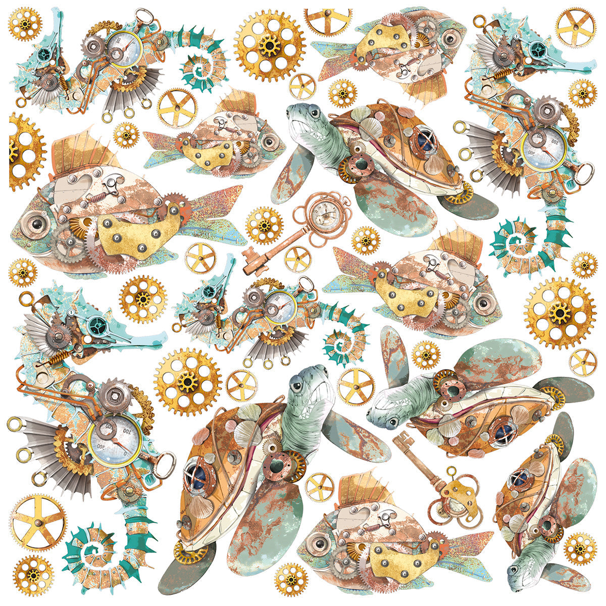 Vellum Coral Reef Fussy Cut 6"x6" 6/Pkg-4