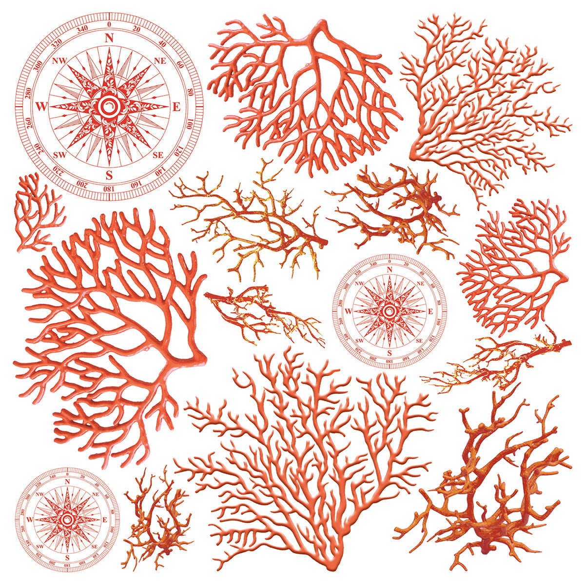 Vellum Coral Reef Fussy Cut 6"x6" 6/Pkg-5