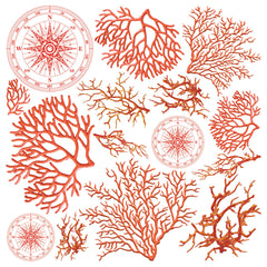 Vellum Coral Reef Fussy Cut 6"x6" 6/Pkg-5