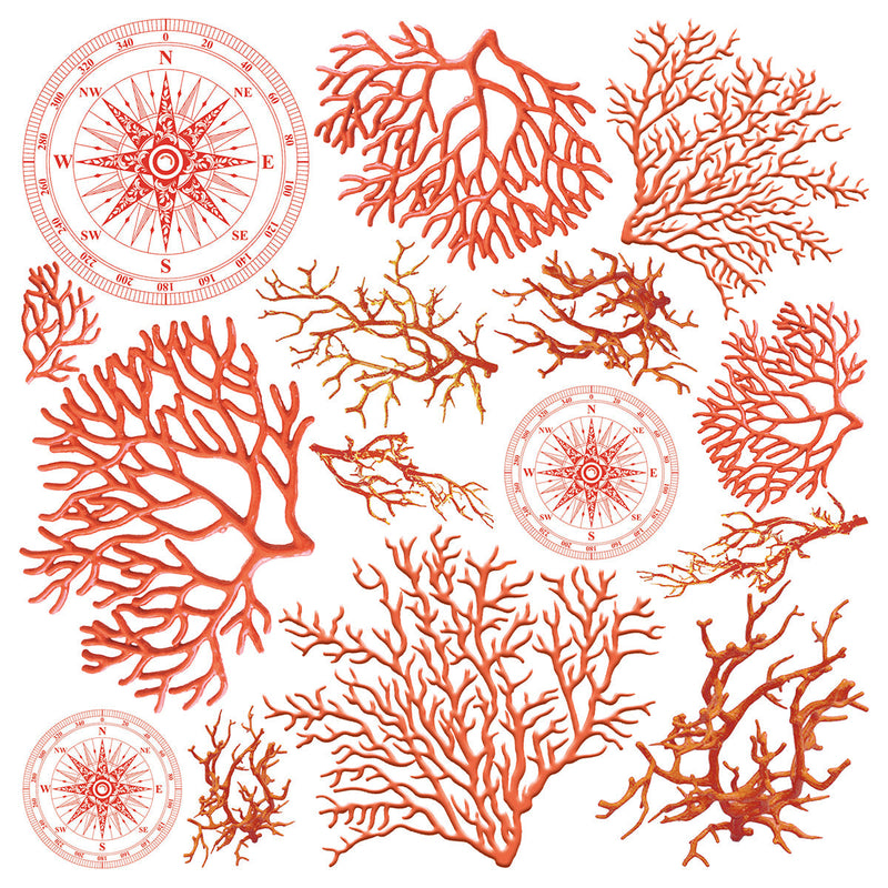 Vellum Coral Reef Fussy Cut 6"x6" 6/Pkg-5