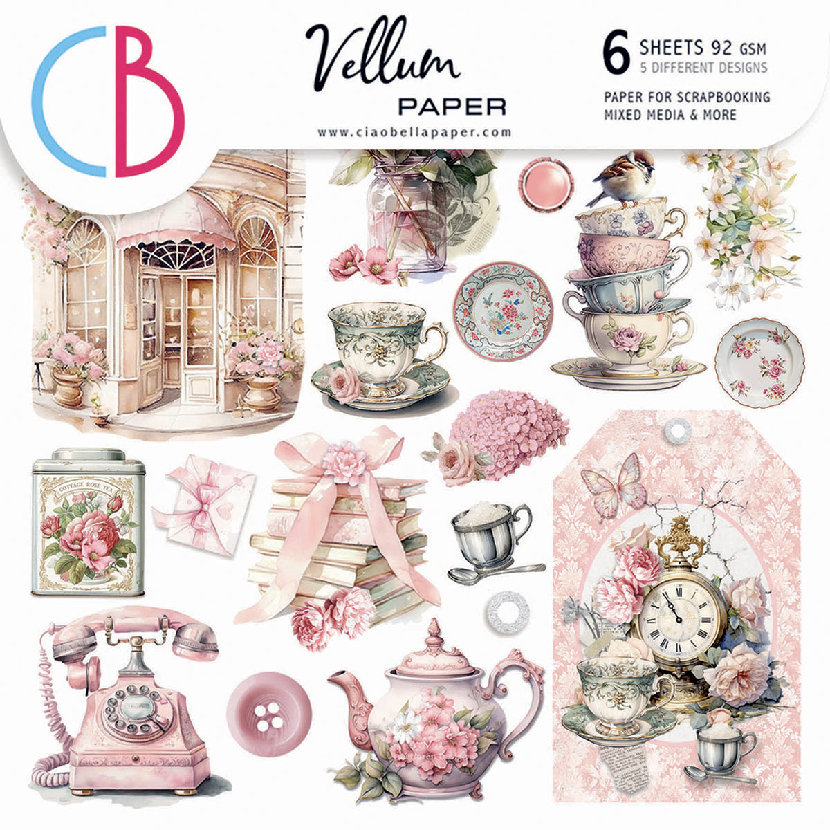 Vellum Timeless Memories Fussy Cut 6"x6" 6/Pkg-1