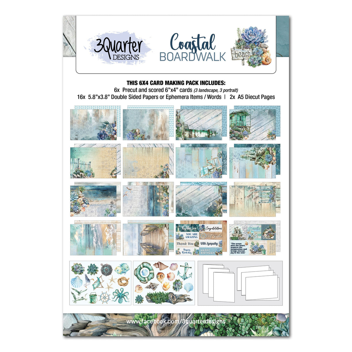 3Quarter Designs Coastal Boardwalk 6x4 Card Pack-1