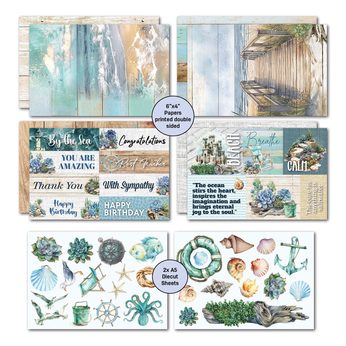 3Quarter Designs Coastal Boardwalk 6x4 Card Pack-5