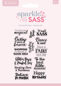 Crafters Companion Clear Acrylic Stamp Set - Too Much Sass Sentiments-1