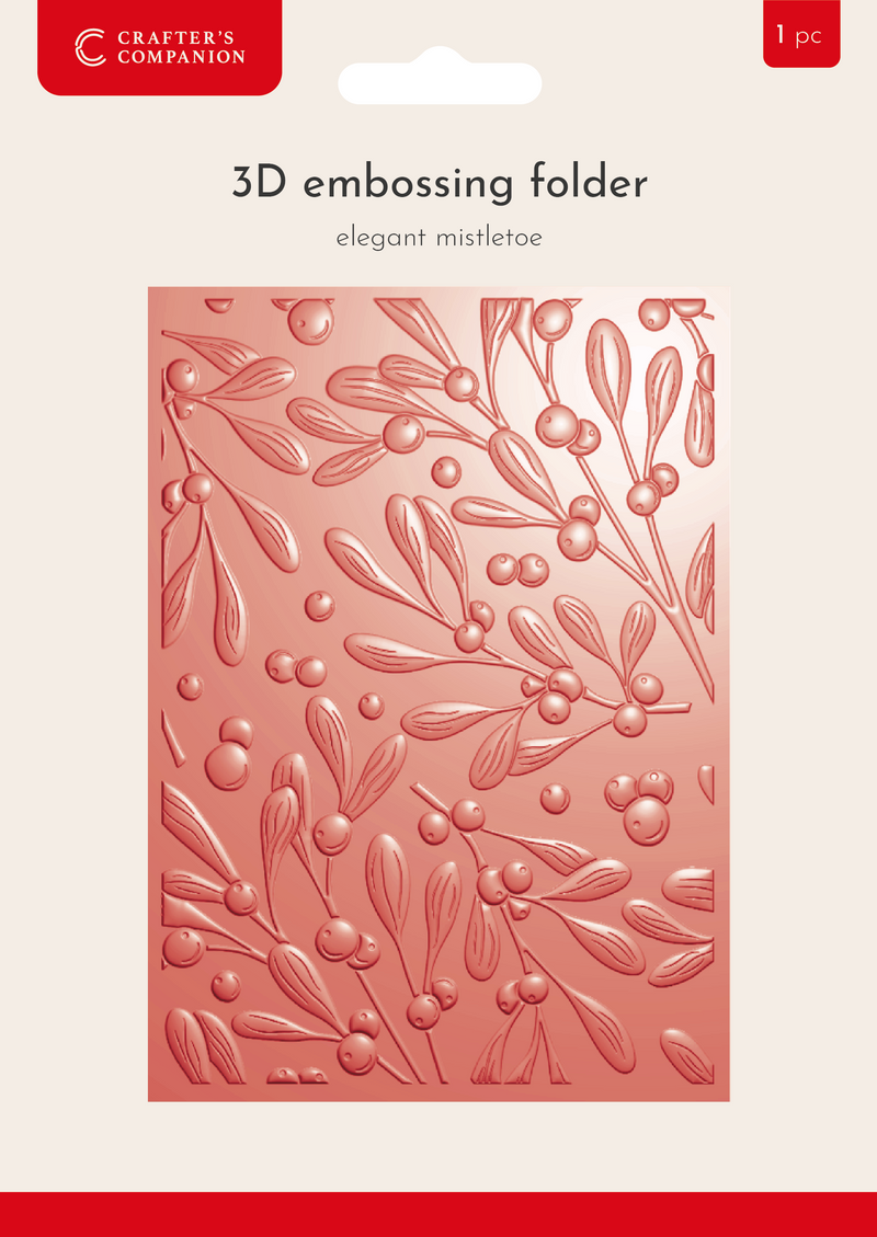 Crafter’s Companion 3D Embossing Folder 5”x7” - Elegant Mistletoe-1