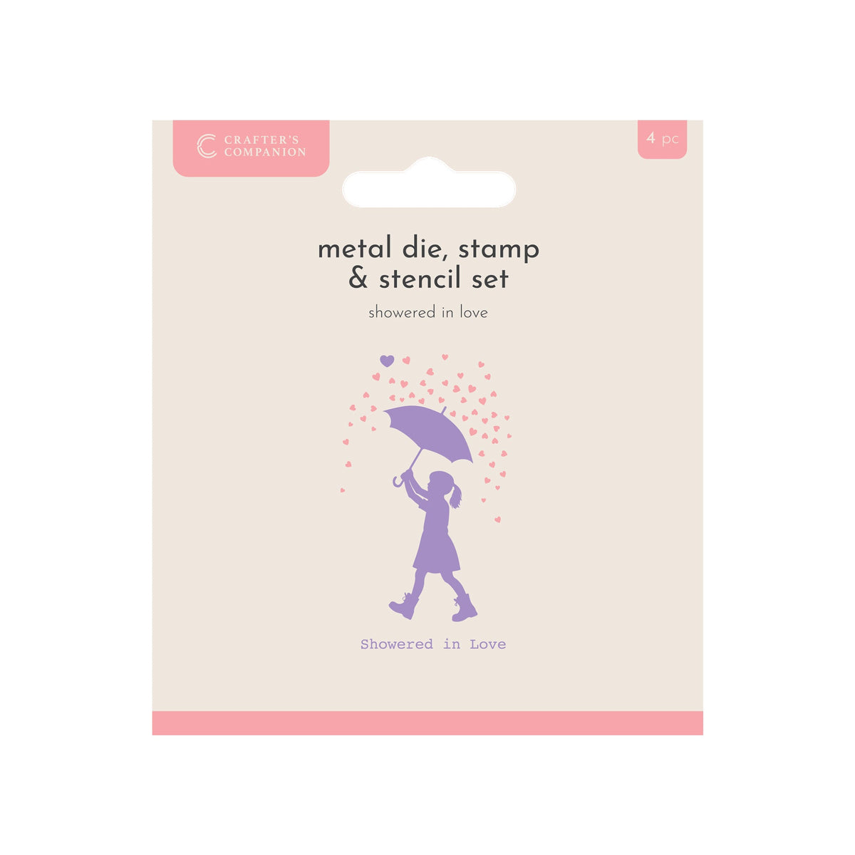 Crafters Companion Metal Die, Stamp & Stencil Set - Showered In Love-1
