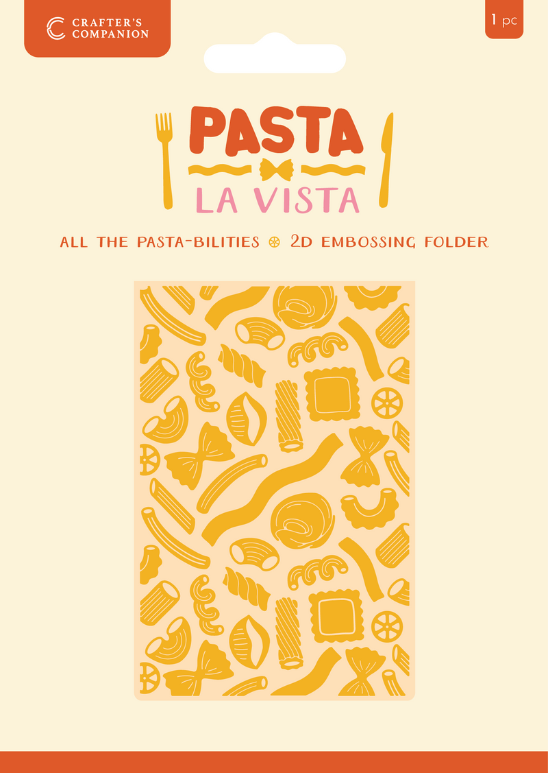 Crafter’s Companion Pasta La Vista 2D Embossing Folder 4”x6” - All the Pasta-bilities-1