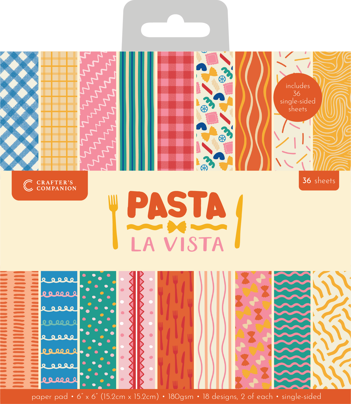 Crafter’s Companion Pasta La Vista 6”x6” Paper Pad -1
