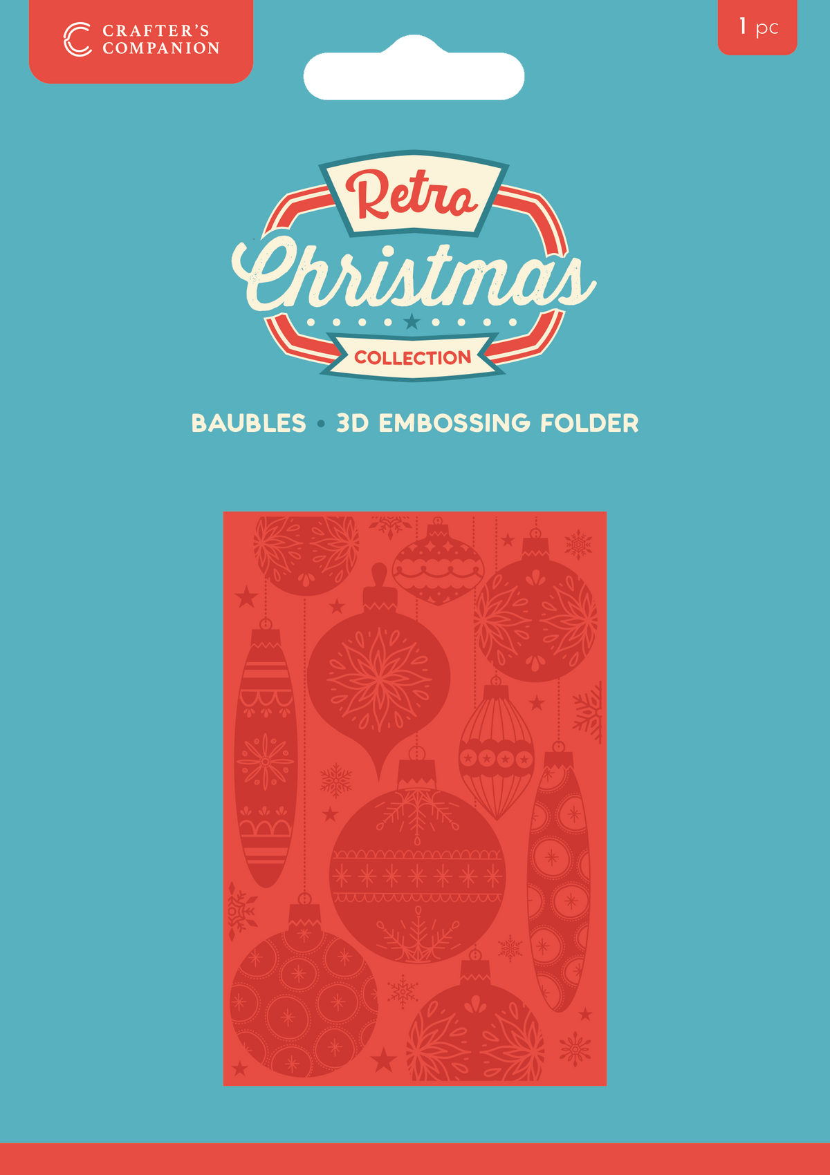 Crafter's Companion Retro Christmas Collection 6"x4" 3D Embossing Folder - Baubles-1