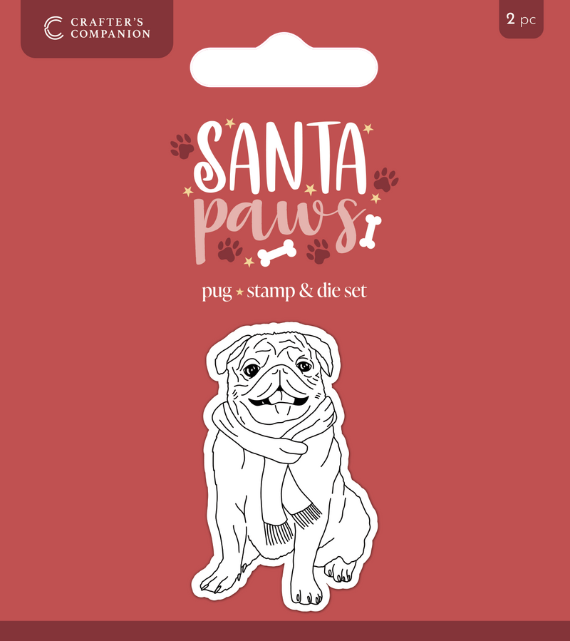 Crafter’s Companion Santa Paws Stamp and Die - Pug-1