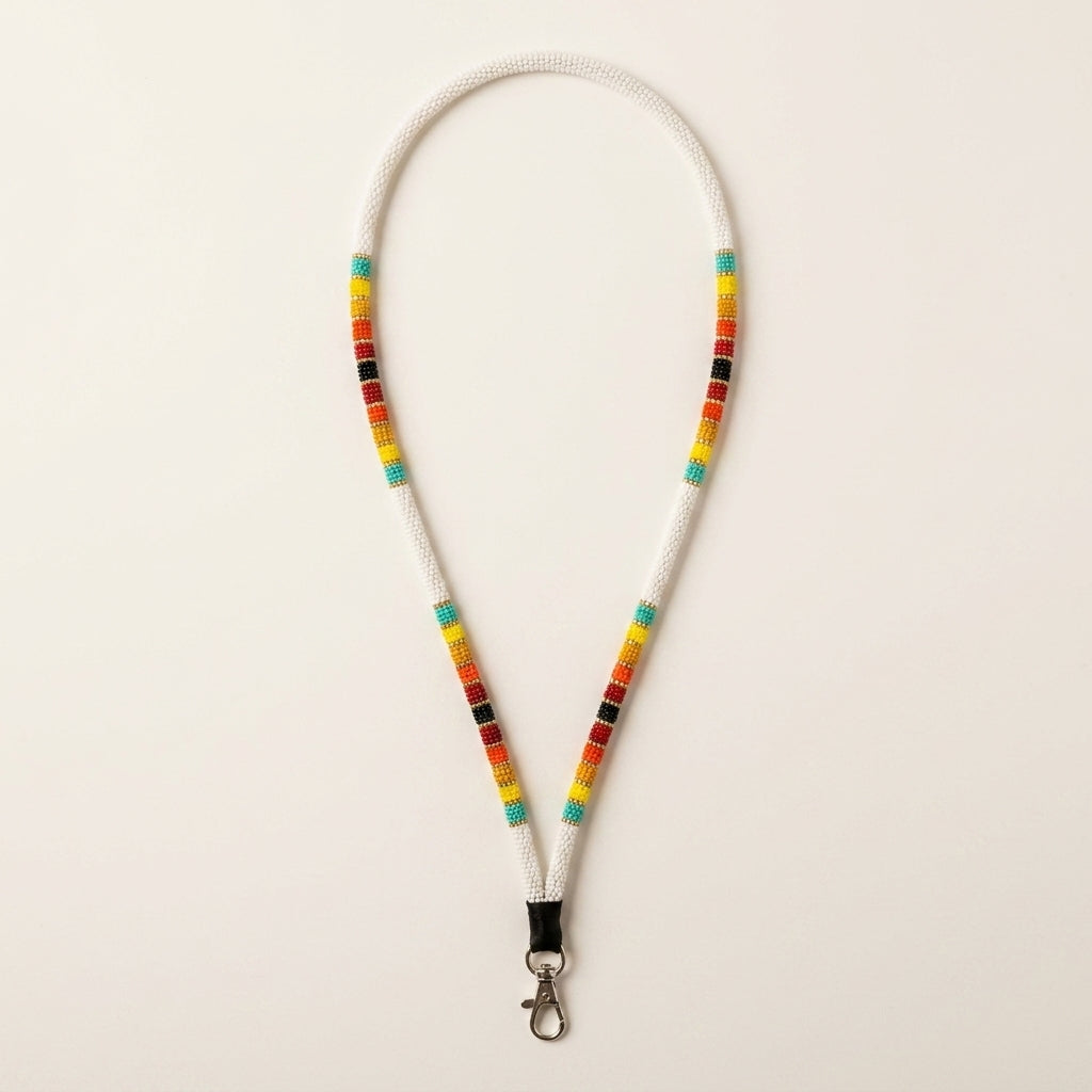 Round Beaded Lanyard(White)-3