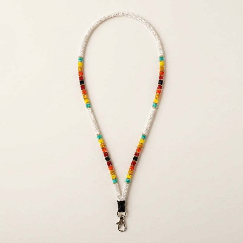 Round Beaded Lanyard(White)-3