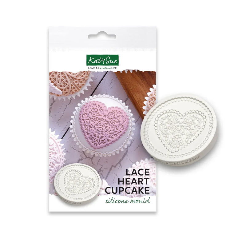 Molde de silicona para cupcakes con forma de corazón de encaje-2