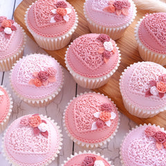 Molde de silicona para cupcakes con forma de corazón de encaje-3
