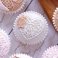 Molde de silicona para cupcakes con forma de corazón de encaje-4