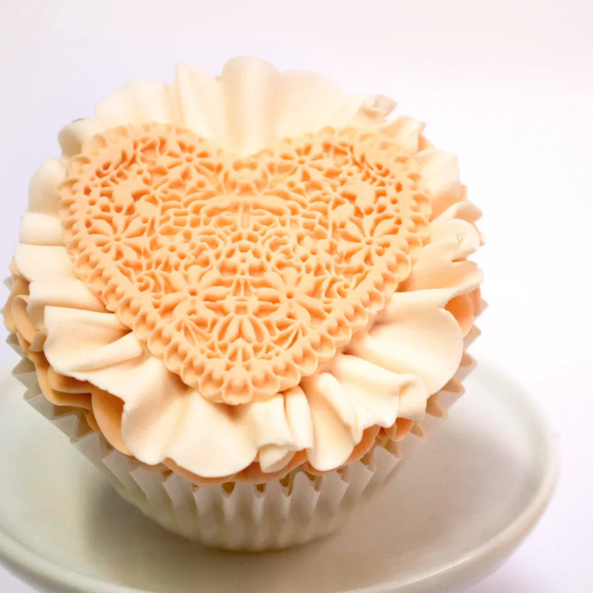 Molde de silicona para cupcakes con forma de corazón de encaje-6