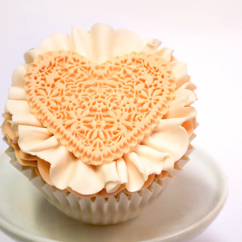 Molde de silicona para cupcakes con forma de corazón de encaje-6