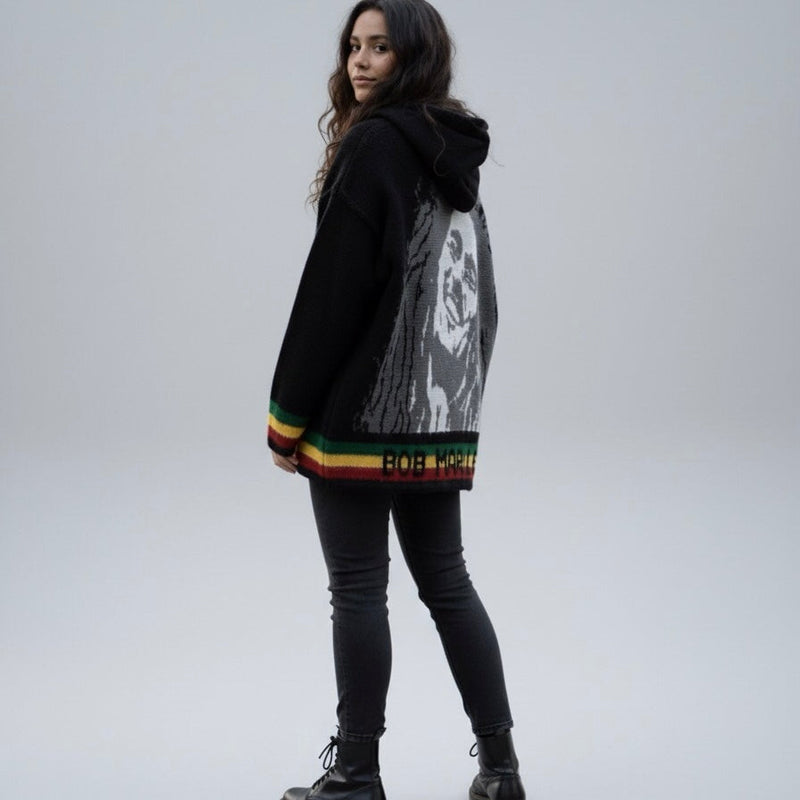 Bob Marley grey/ black Unisex Alpaca Sweater-3