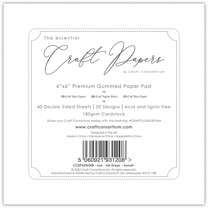 Craft Consortium Ink Drops - Sunset 6x6 Premium Paper Pad-8