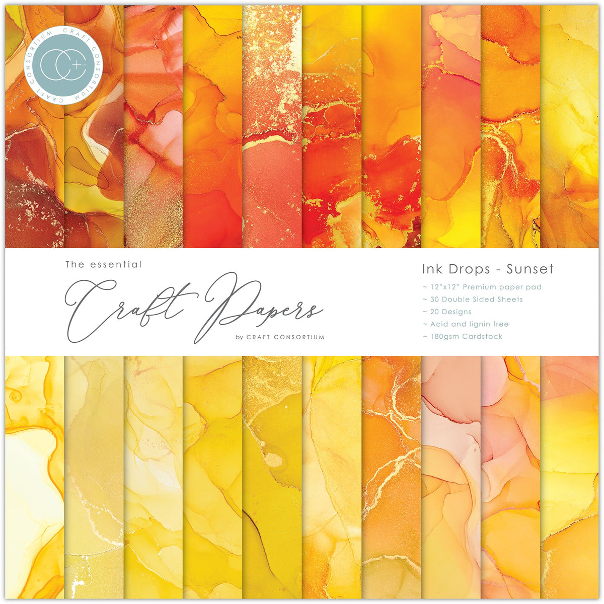 Craft Consortium Ink Drops - Sunset 12x12 Premium Paper Pad-1