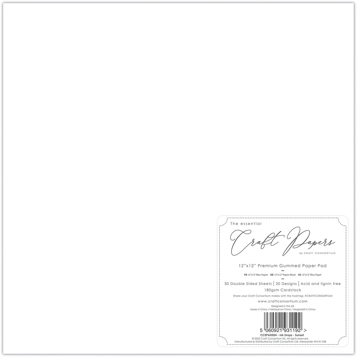 Craft Consortium Ink Drops - Sunset 12x12 Premium Paper Pad-8