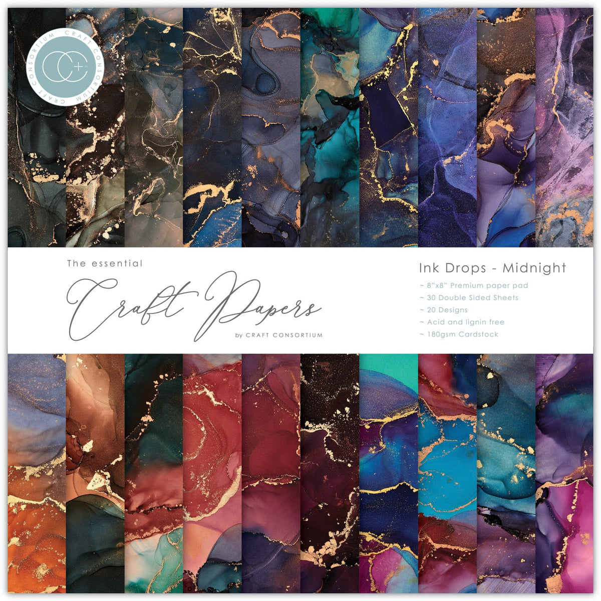 Craft Consortium - Ink Drops - Midnight - 8x8-1