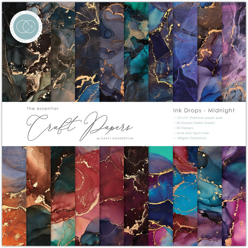 Craft Consortium - Ink Drops - Midnight - 12x12-1