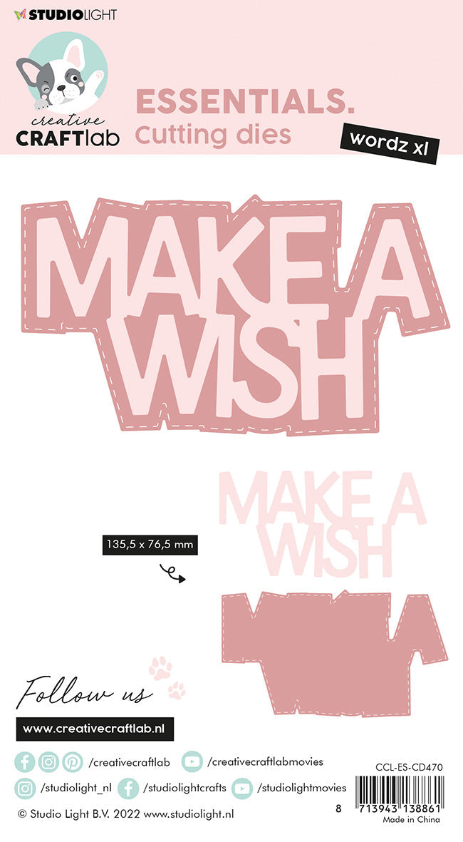 CCL Cutting Die Make A Wish Essentials Wordz XL 79x138x1mm 2 PC nr.470-4